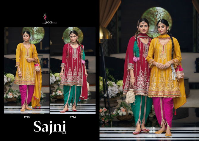 Sajni 2 By Eba Chinon Embroidery Kurti With Bottom Dupatta Orders In India